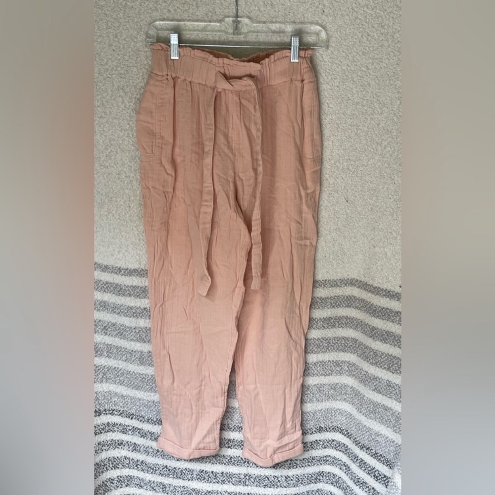 Blush pink SO linen-like pants